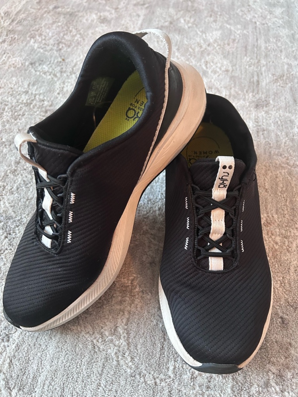 Ryka Women’s Washable Bungee Sneakers ActivFoam Finesse Black Sz 8.5 Walking